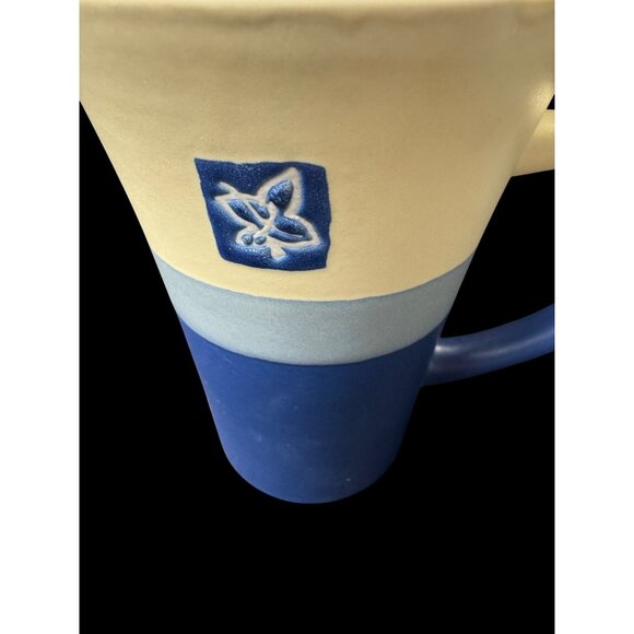 2001 California Pantry Handcrafted Ceramic Mug Blue & Sand Color Block Design - Picture 2 of 7